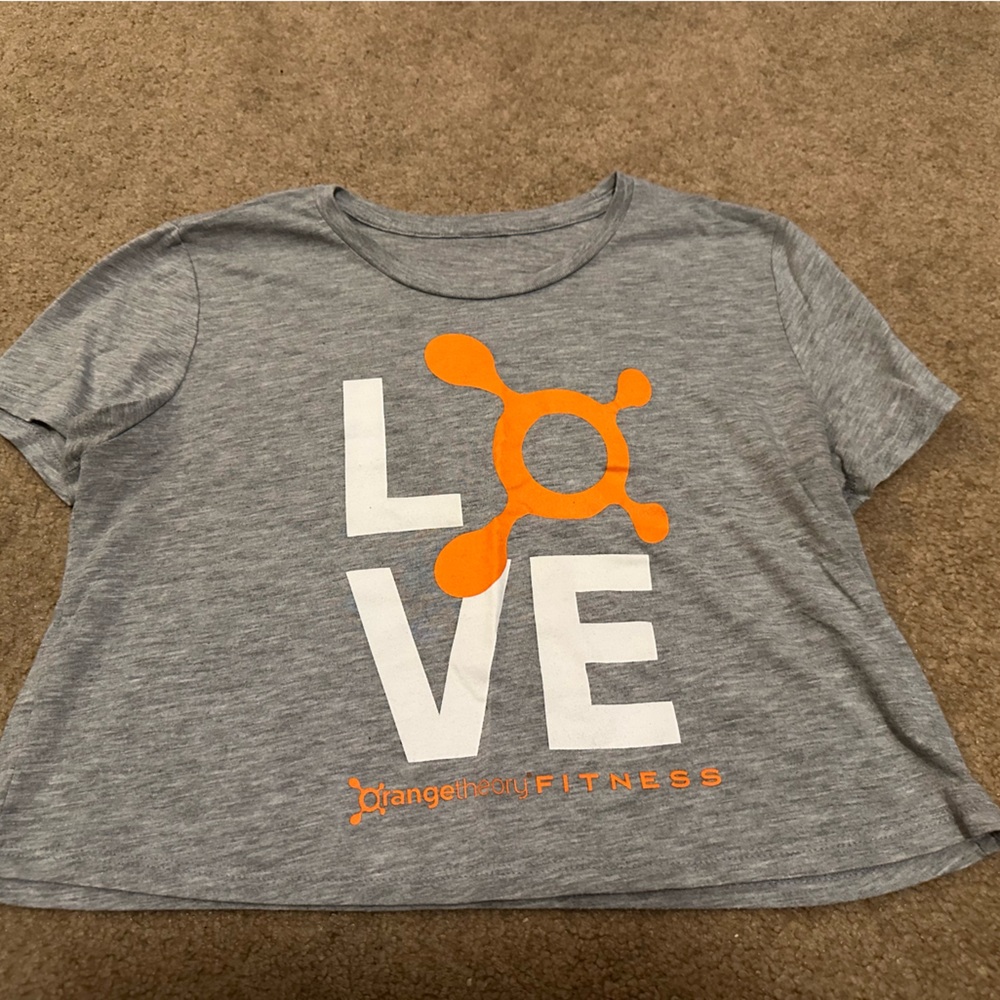 Orangetheory Gray Crop Top with Orange Logo